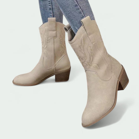 Embroidered Suede Western Boots (Women)