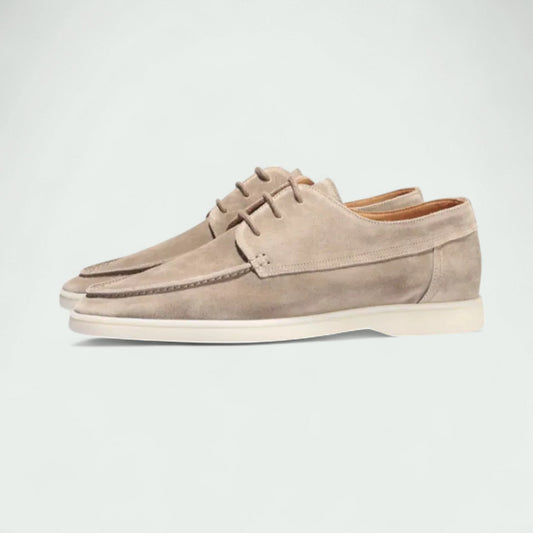 Men's Suede Loafers - Lace-Up Moccasin Design with Flexible Sole