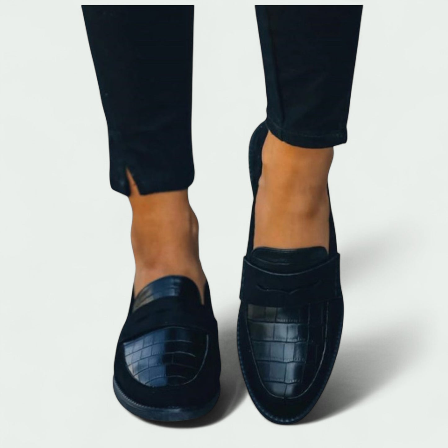 & Black Loafers for Women
