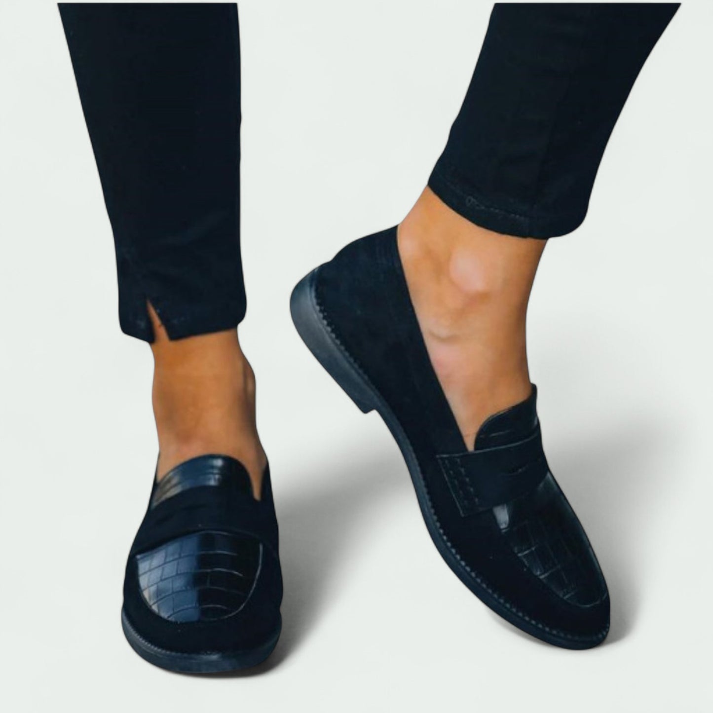 & Black Loafers for Women