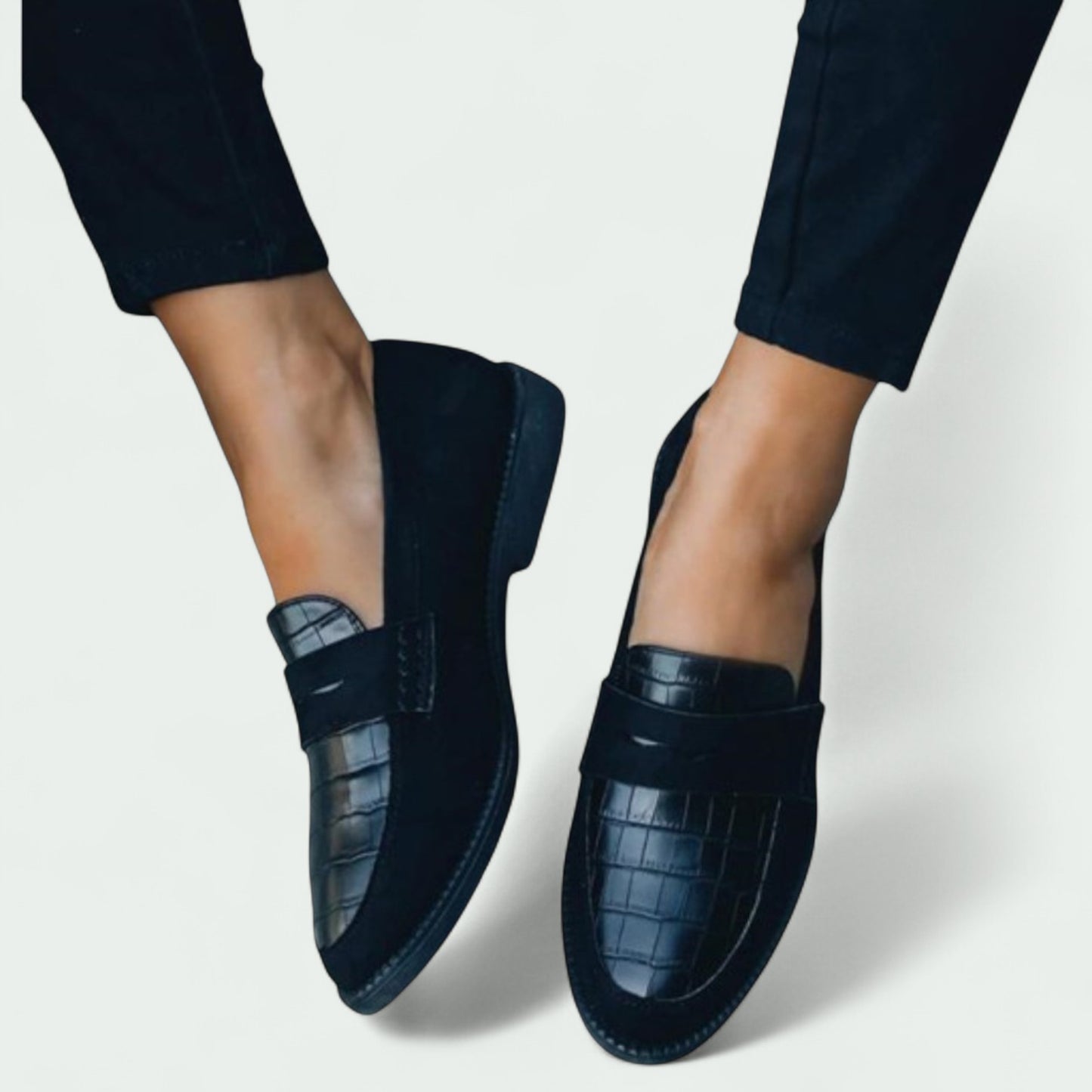 & Black Loafers for Women