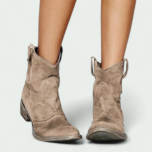Ladies' Grey Suede Cowboy Boots | Ankle Length