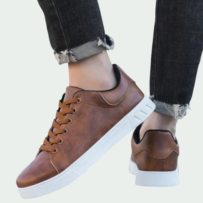 Casual Faux Leather Trainers with Cushioned Sole (Men)