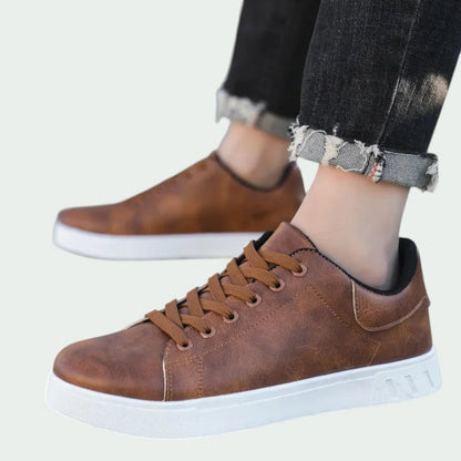 Casual Faux Leather Trainers with Cushioned Sole (Men)
