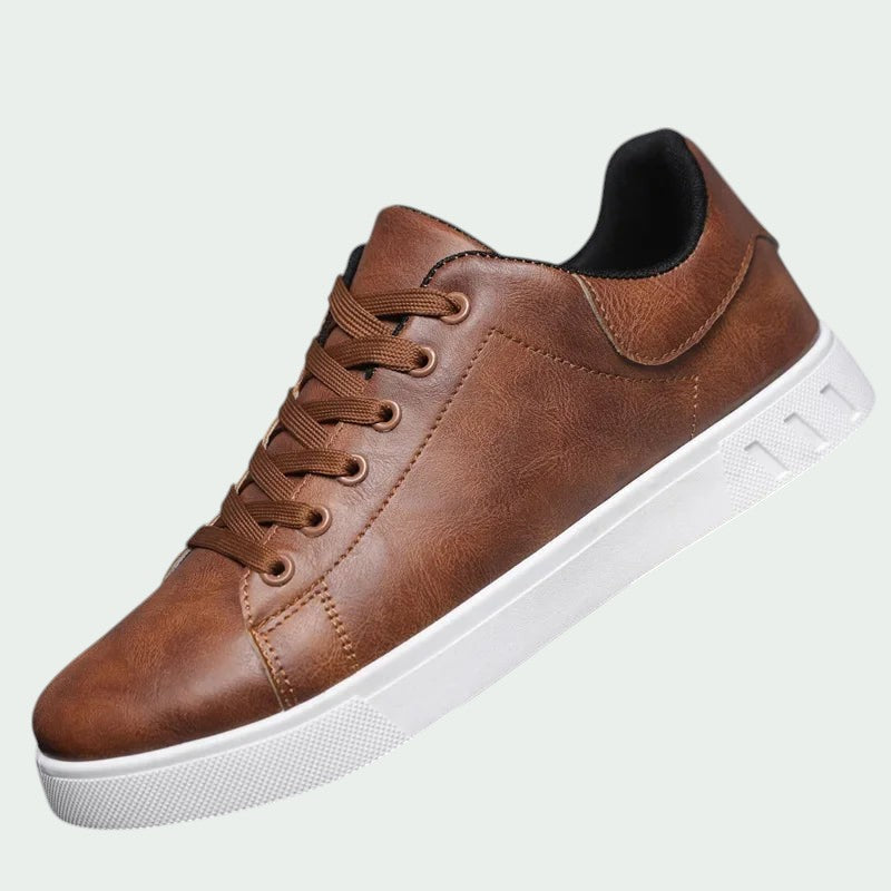 Casual Faux Leather Trainers with Cushioned Sole (Men)