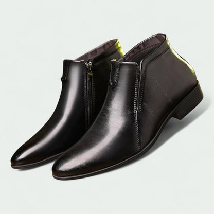 Ankle Boots with Side Zipper and Polished Finish (Men)