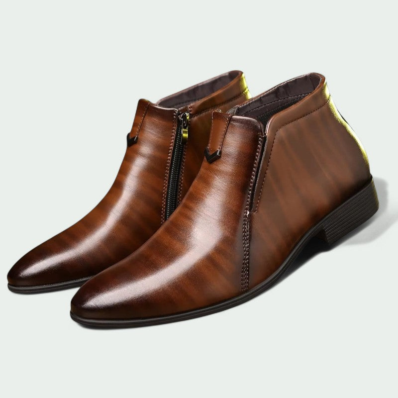 Ankle Boots with Side Zipper and Polished Finish (Men)