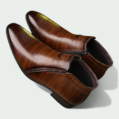 Ankle Boots with Side Zipper and Polished Finish (Men)