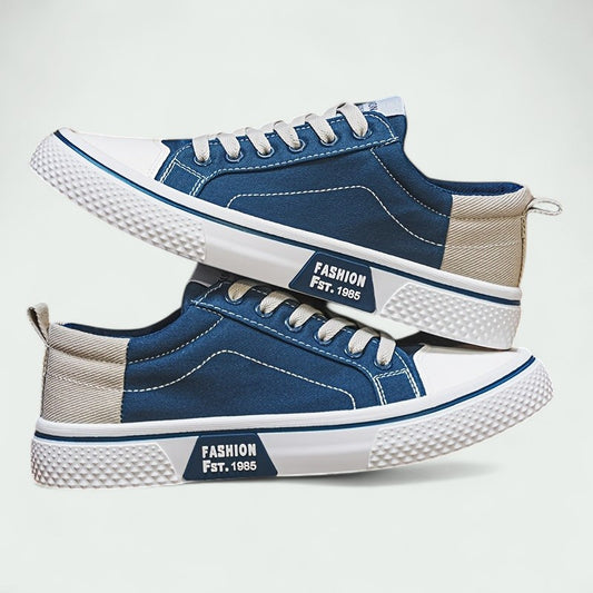 Men's Canvas Sneakers Rubber Toe Cap Lace-Up Design