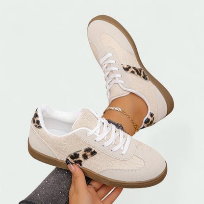 Casual Lace-up Trainers with Cushioned Sole and Animal Print Detail (Women)