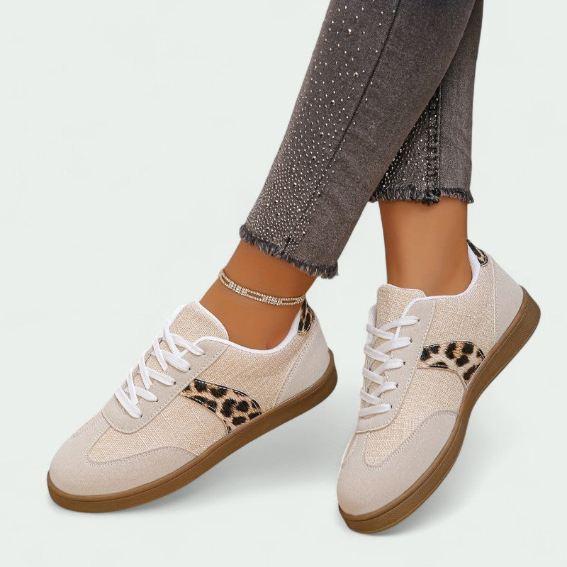 Casual Lace-up Trainers with Cushioned Sole and Animal Print Detail (Women)