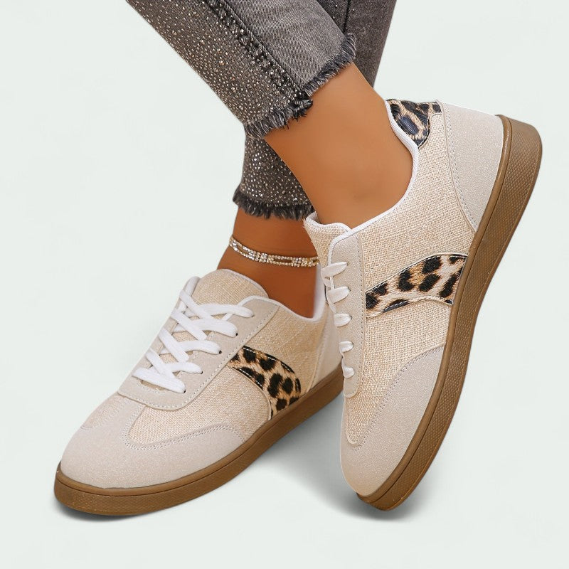 Casual Lace-up Trainers with Cushioned Sole and Animal Print Detail (Women)