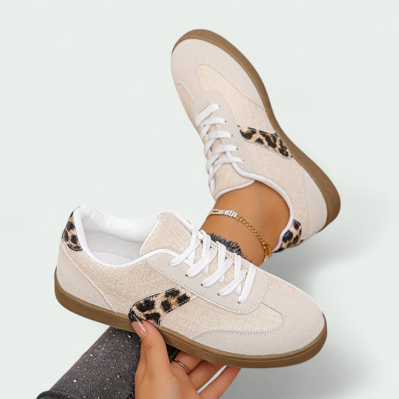 Casual Lace-up Trainers with Cushioned Sole and Animal Print Detail (Women)