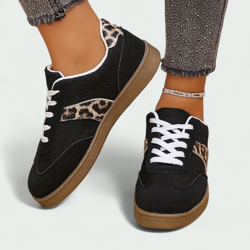 Casual Lace-up Trainers with Cushioned Sole and Animal Print Detail (Women)