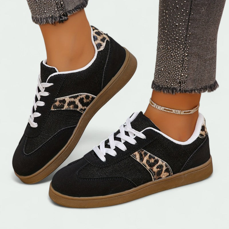 Casual Lace-up Trainers with Cushioned Sole and Animal Print Detail (Women)