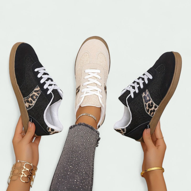 Casual Lace-up Trainers with Cushioned Sole and Animal Print Detail (Women)