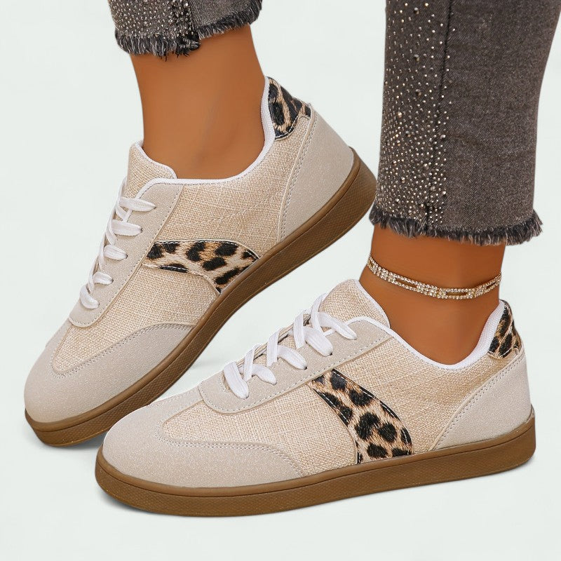 Casual Lace-up Trainers with Cushioned Sole and Animal Print Detail (Women)