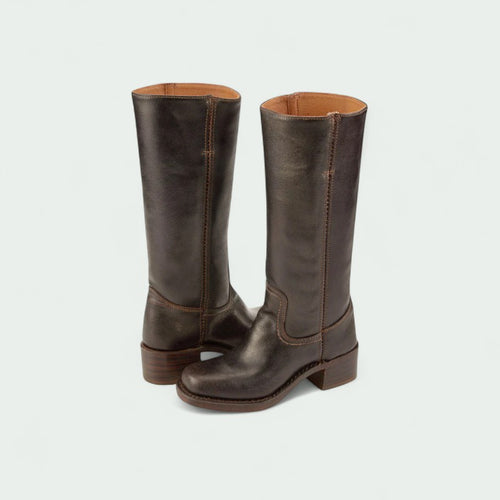 Classic Tall Leather-Look Boots with Low Heel (Women)
