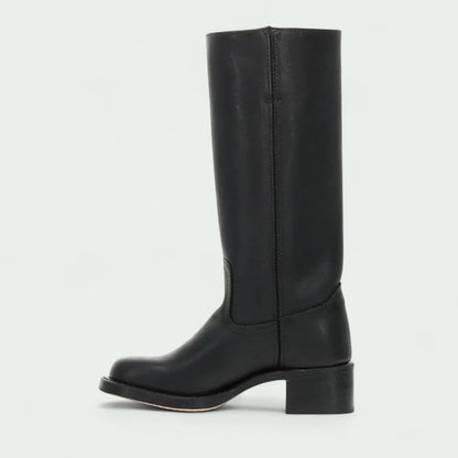 Classic Tall Leather-Look Boots with Low Heel (Women)