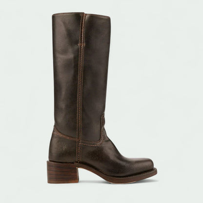 Classic Tall Leather-Look Boots with Low Heel (Women)