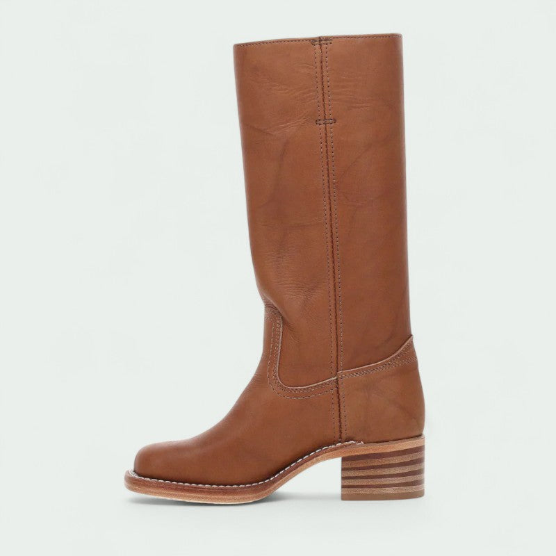 Classic Tall Leather-Look Boots with Low Heel (Women)