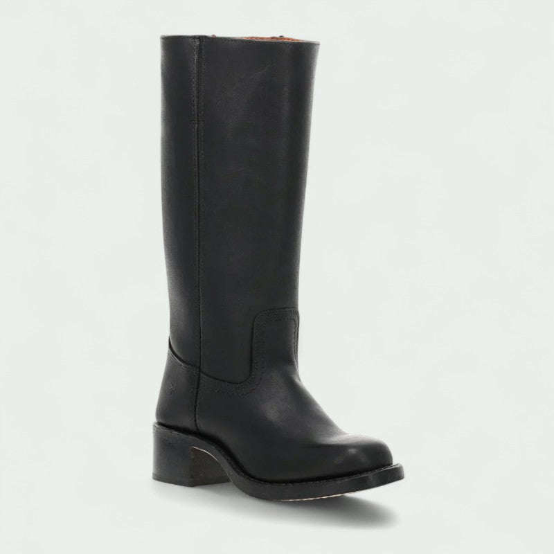 Classic Tall Leather-Look Boots with Low Heel (Women)