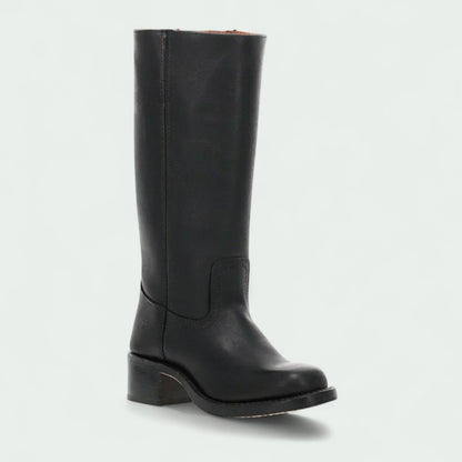 Classic Tall Leather-Look Boots with Low Heel (Women)