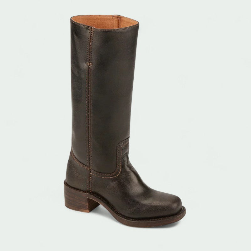 Classic Tall Leather-Look Boots with Low Heel (Women)