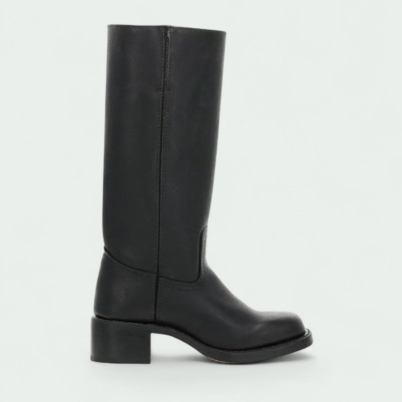 Classic Tall Leather-Look Boots with Low Heel (Women)