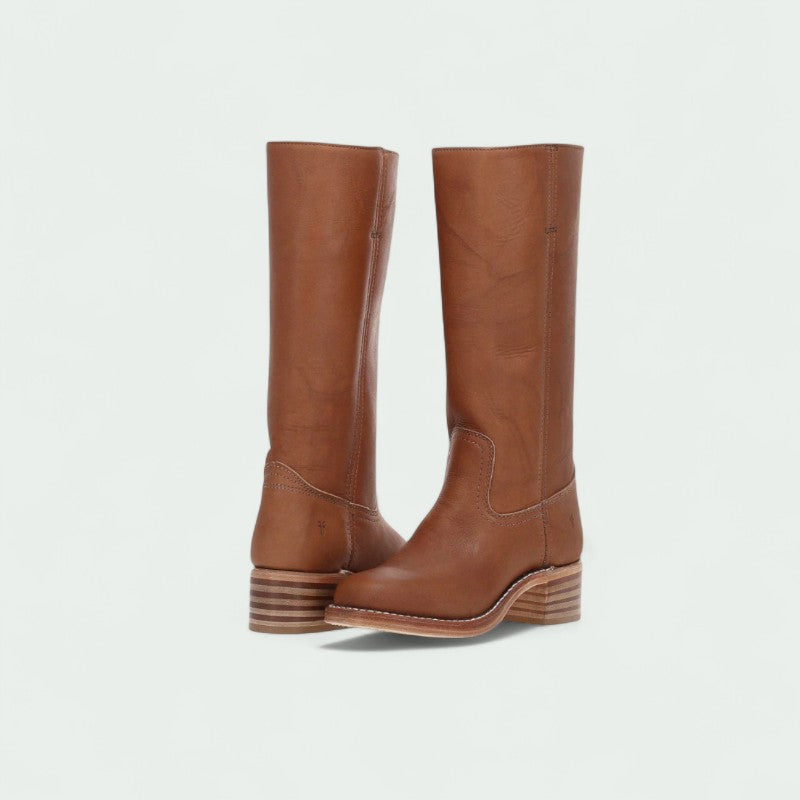 Classic Tall Leather-Look Boots with Low Heel (Women)