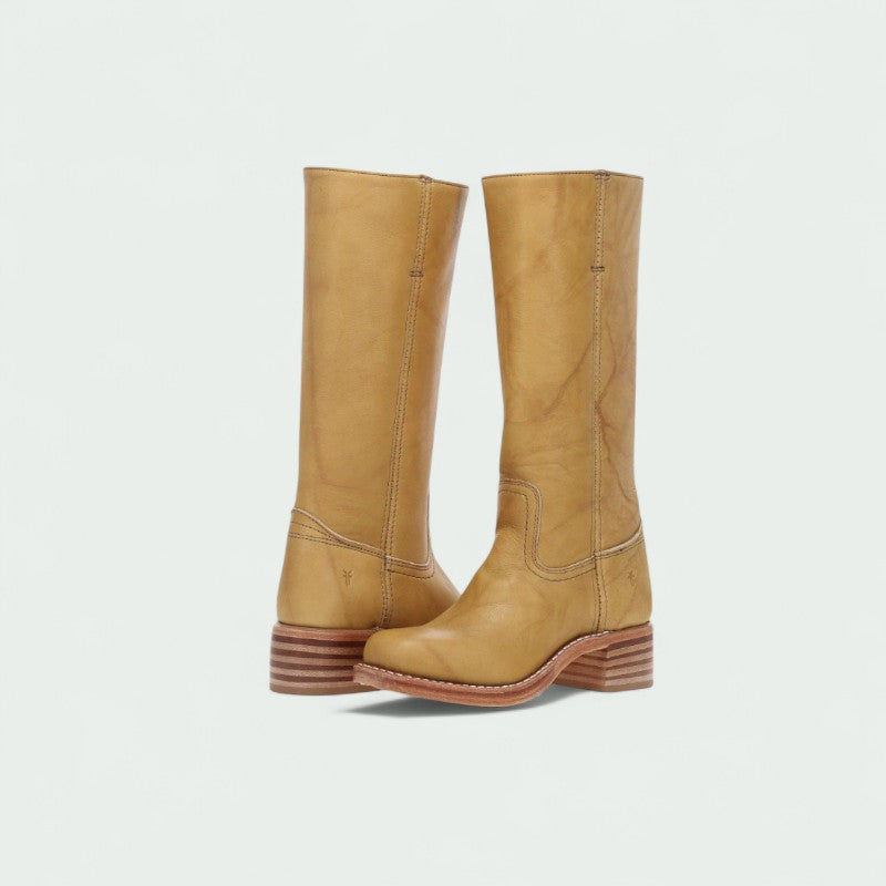 Classic Tall Leather-Look Boots with Low Heel (Women)