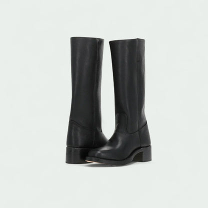 Classic Tall Leather-Look Boots with Low Heel (Women)