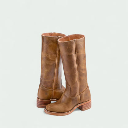 Classic Tall Leather-Look Boots with Low Heel (Women)