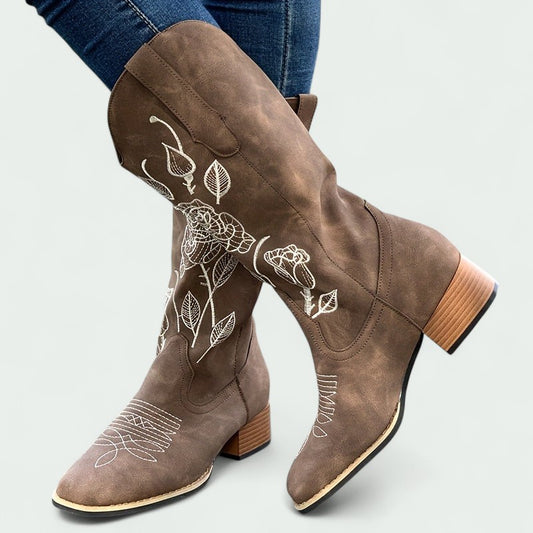 Floral Embroidered Western Boots (Women)