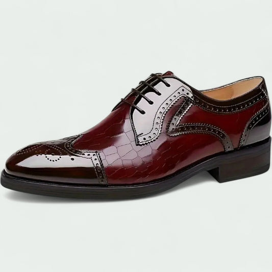 Men's Formal Brogue Shoes Glossy Finish Lace-Up