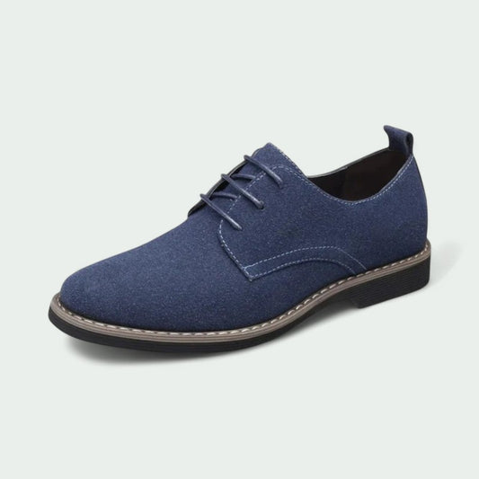 Men's Suede Derby Shoes - Lace-Up Formal Design with Flat Sole