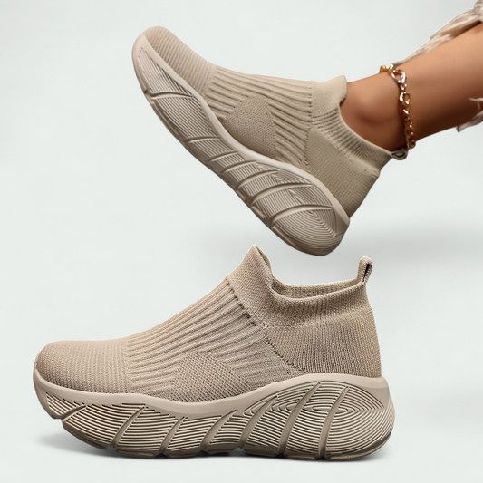 Women’s Slip-On Trainers – Knit Upper, Arch Support, Cushioned Sole